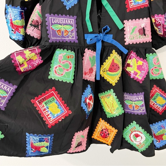 Queen of Sparkles Black Fruit Stamps Dress Multicolor Sequin Size XS * - Picture 5 of 7